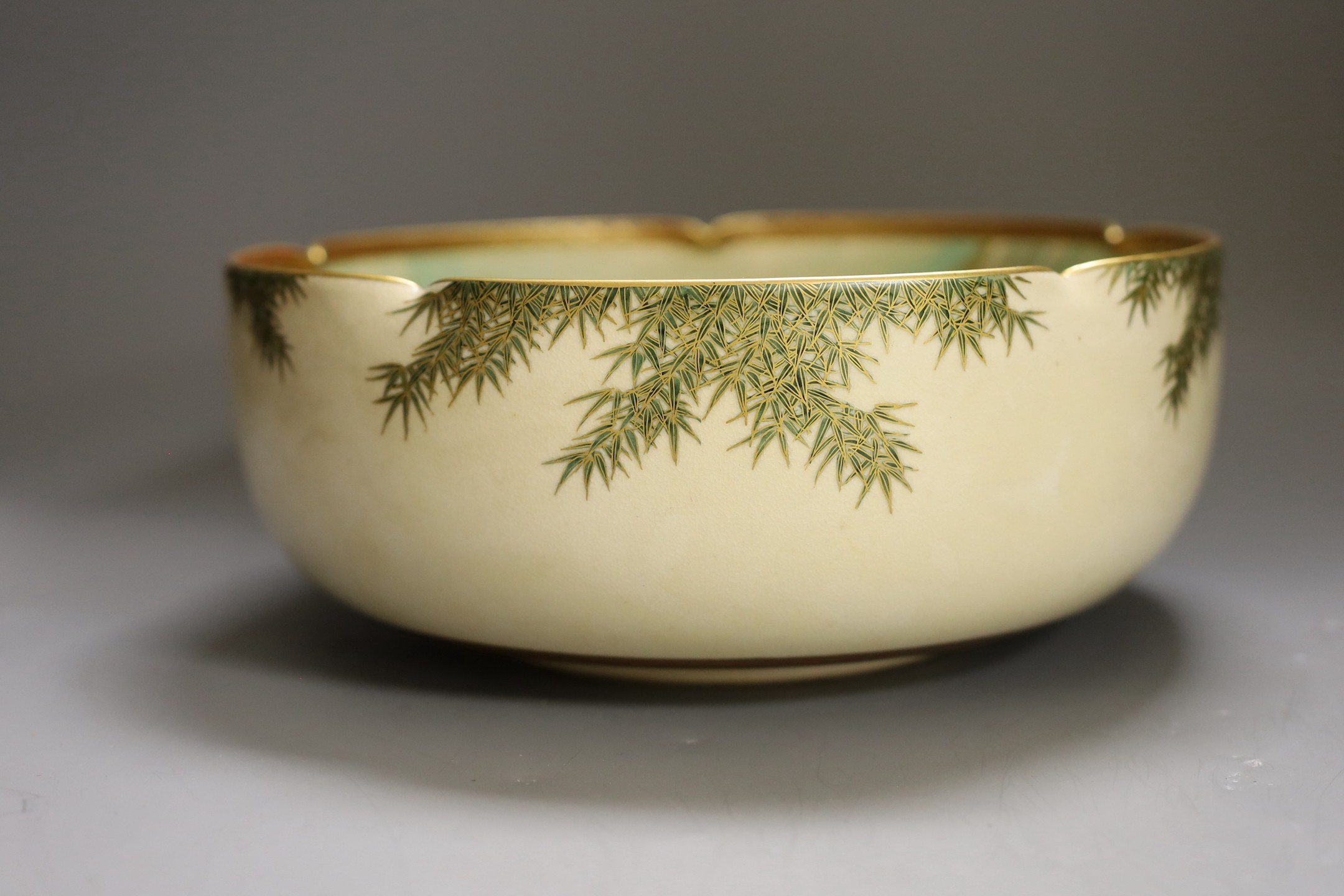 A Japanese Satsuma pentafoil shaped bowl, 25 cms diameter